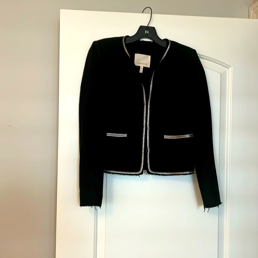 Black Tweed Jacket with Metallic Trim